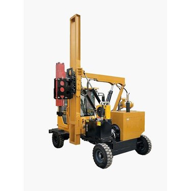 奥莱 护栏打桩机 护栏式打拔钻机 小四轮公路护栏液压打桩机