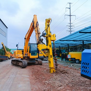 挖机改装光伏打桩机 液压挖改钻发电工程钻孔机 云贵川高地冲击钻机