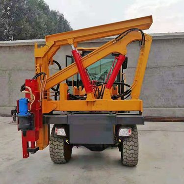 鼎东护栏打桩机 钻孔液压锤打拔一体 护栏式打拔钻机