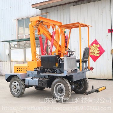 智创 zc-1 护栏打桩机批发定制 工程装载式打拔一体钻机 液压护栏打桩机