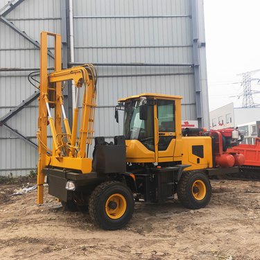 定位准护栏打拔钻三合一桩机 双刹铲车式液压锤桩机 小四轮护栏钻机