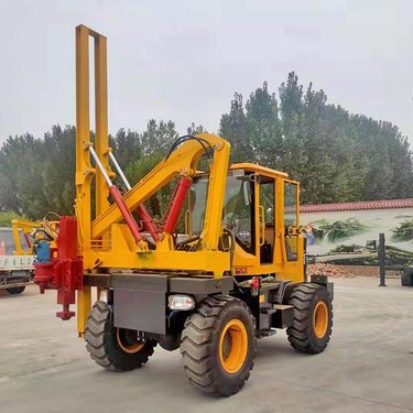 奥莱护栏式打拔钻机 液压打桩机 护栏打桩钻孔一体机