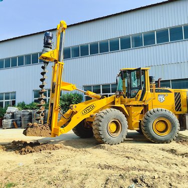 改装自发电铲车式电动打桩机 8千钮距液压螺旋桩架 电杆地基桩钻机